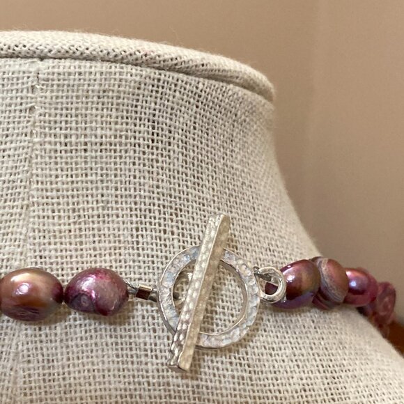 18" Fresh Water Pearl Baroque Necklace 7-8mm Toggle Clasp - Picture 4 of 6